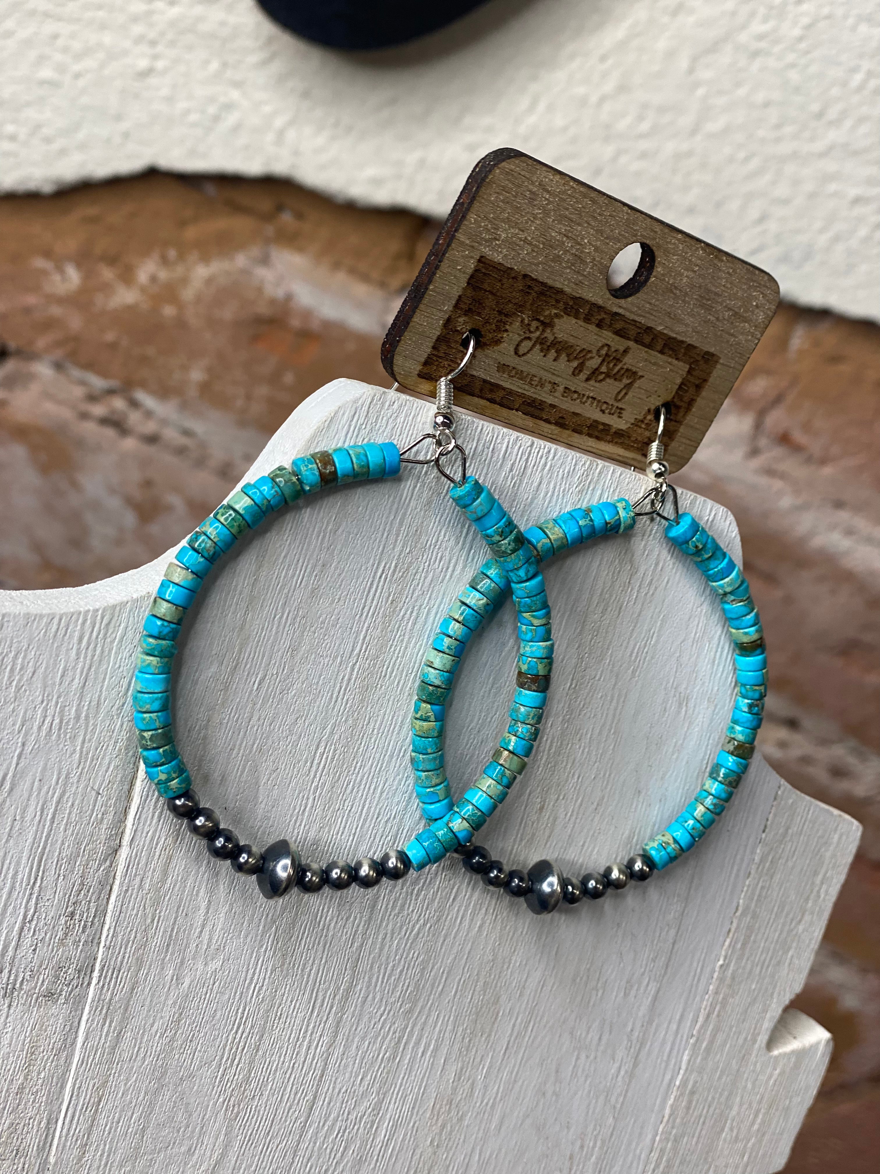 Hoop Earrings w/Real Navajo Pearl