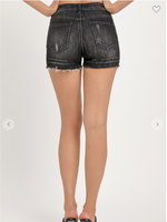 Load image into Gallery viewer, Risen Black Criss Cross Button Mid Rise Loose Fit Shorts
