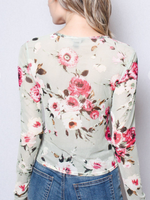 Load image into Gallery viewer, Sage Floral Mesh Top

