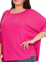 Load image into Gallery viewer, Zenana Curvy Boat Neck Top (Hot Pink &amp; Mint)
