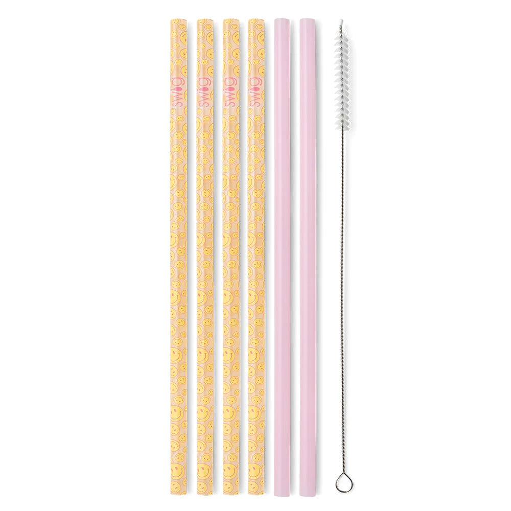 Swig Oh Happy Day + Pink Reusable Straw Set