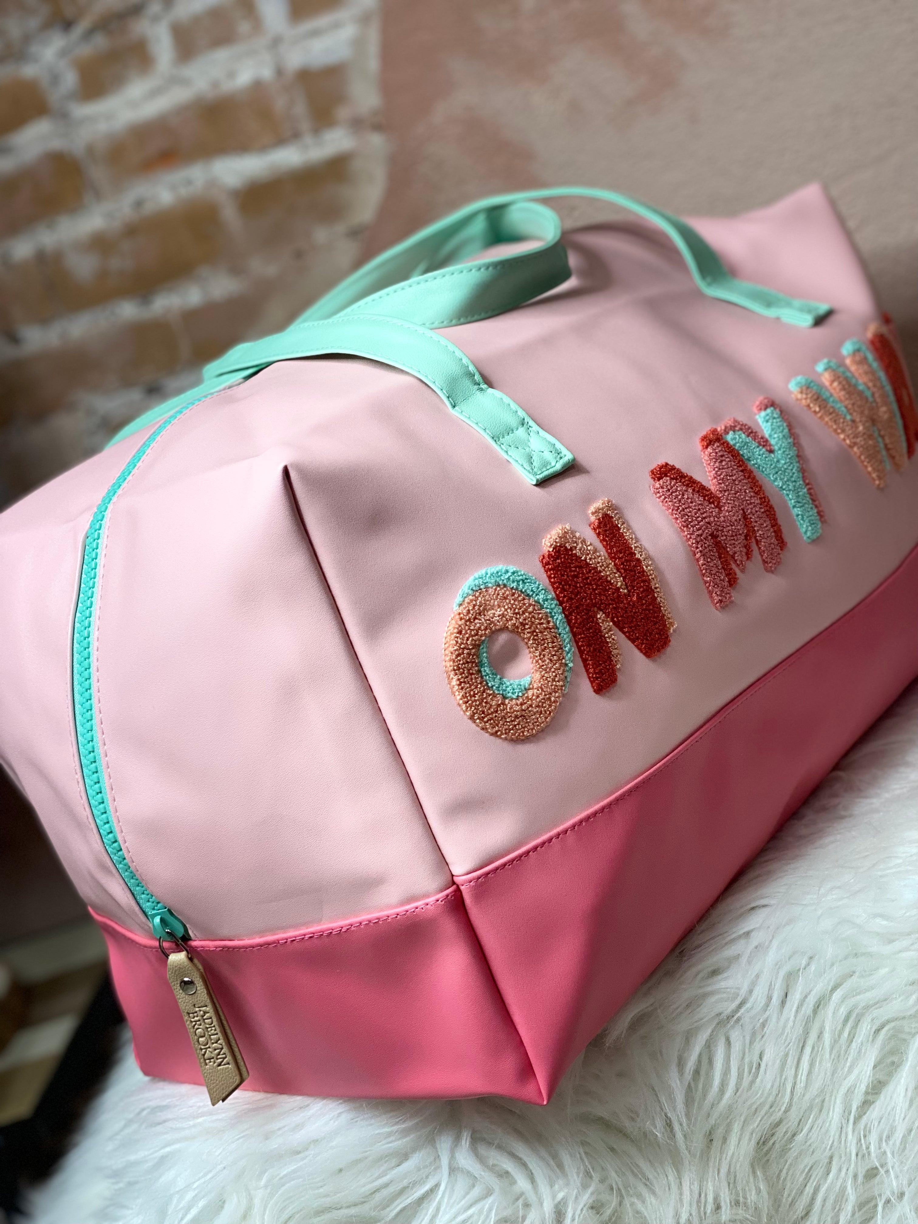 On My Way Chenille Letter Duffle Bag