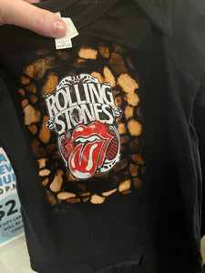 Handmade Bleached Rolling Stones Infant Onesies