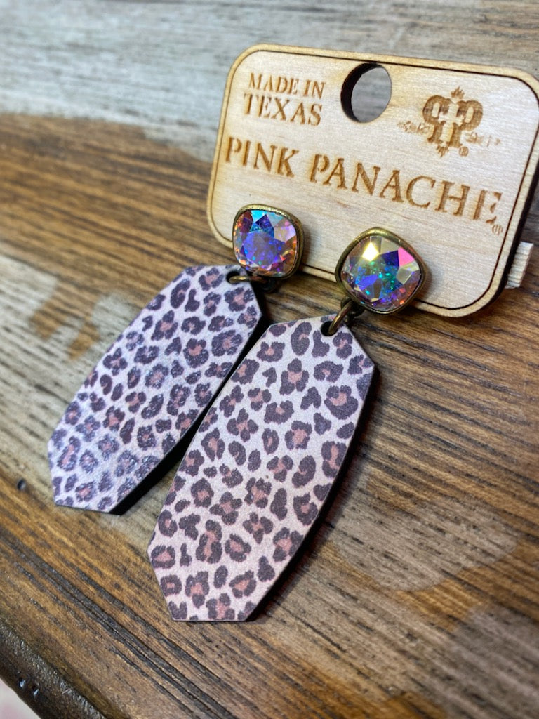 Pink Panache Faded Leopard Hexagon Earrings