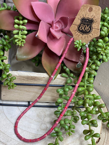 806 Red Beaded Necklace