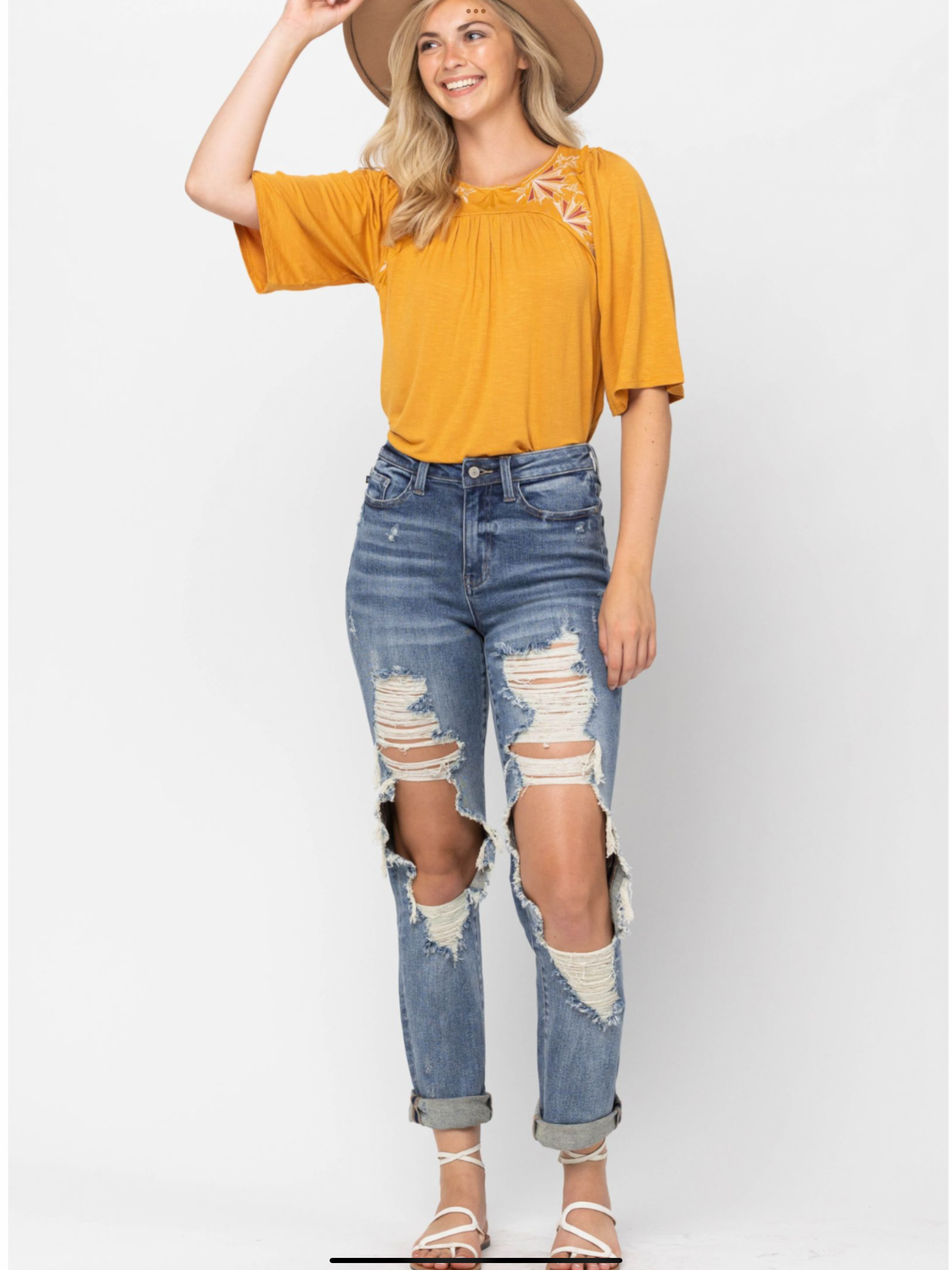 Judy Blue High Waist Major Distressed Straight Fit Denim (Regular & Curvy)