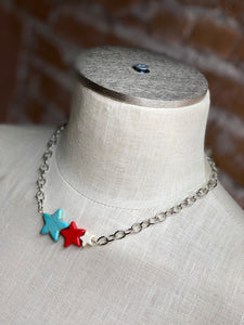 Red, White, & Turquoise Star Necklace
