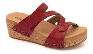 Corkys “Wander” Wedge Sandal (Black & Red)