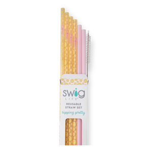 Swig Oh Happy Day + Pink Reusable Straw Set