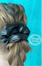 Load image into Gallery viewer, Sterling Kreek Lady in Leather Scrunchie Black or Chocolate

