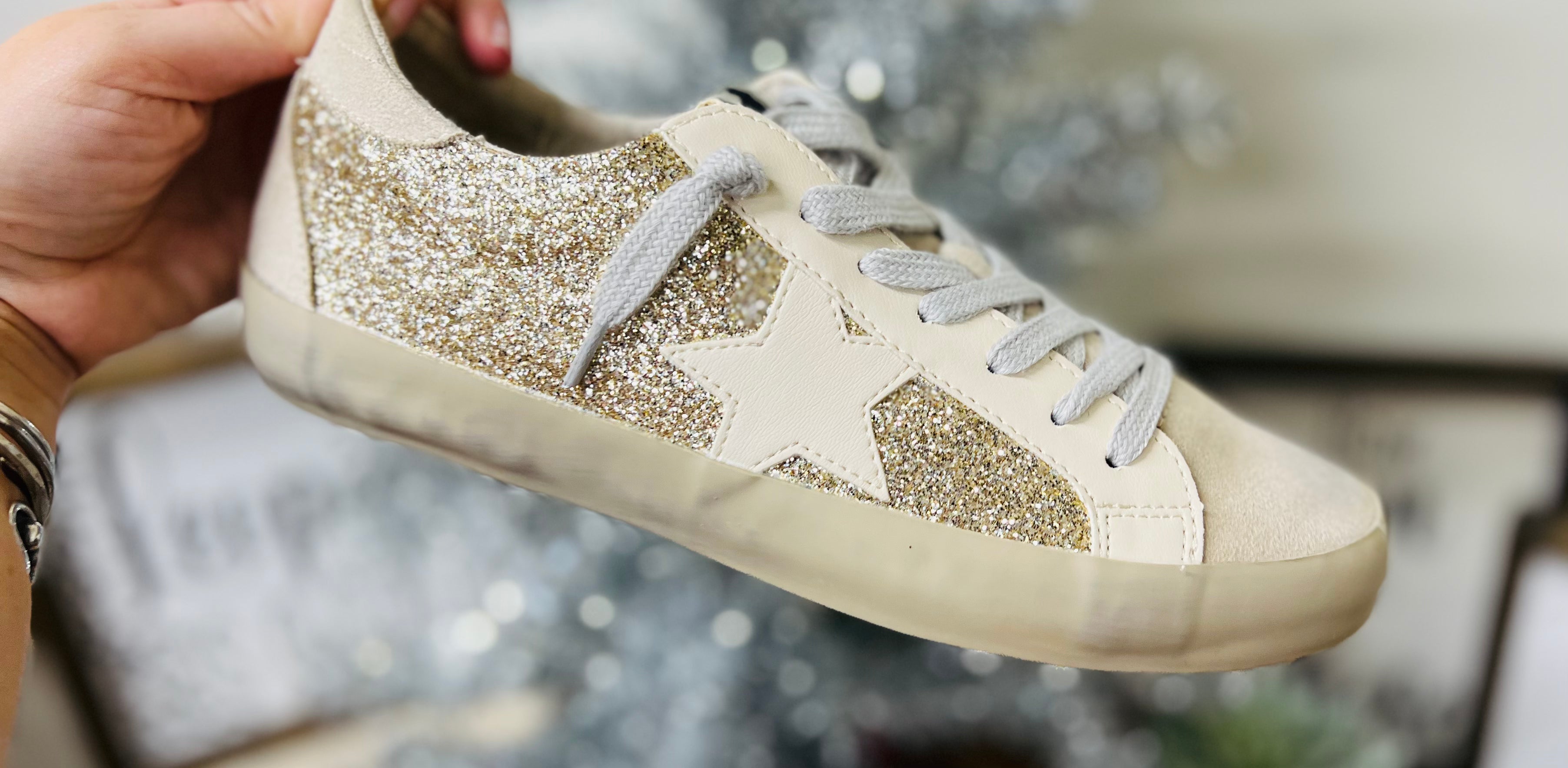 ShuShop Gold Glitter Star “Paula” Sneakers