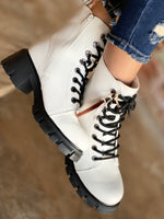Load image into Gallery viewer, Mia Mila White Lace Up Combat Boot
