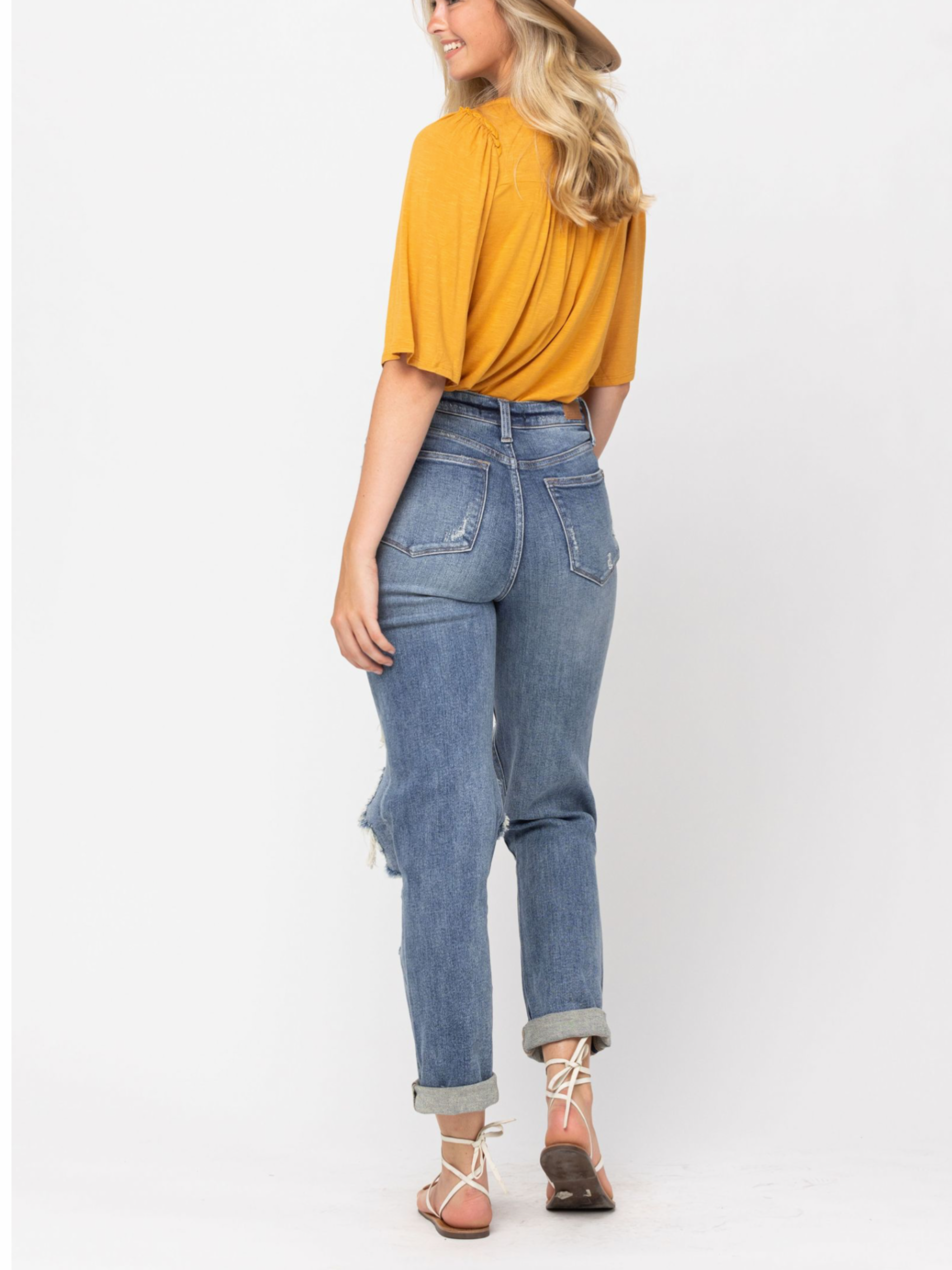 Judy Blue High Waist Major Distressed Straight Fit Denim (Regular & Curvy)