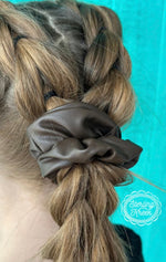 Load image into Gallery viewer, Sterling Kreek Lady in Leather Scrunchie Black or Chocolate
