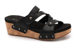 Load image into Gallery viewer, Corkys “Wander” Wedge Sandal (Black &amp; Red)
