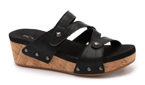 Corkys “Wander” Wedge Sandal (Black & Red)