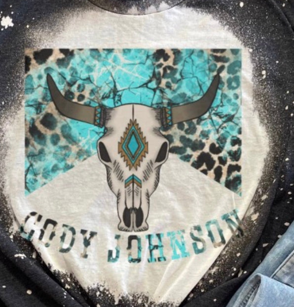 Cody Johnson Turquoise and Leopard Skull Tee
