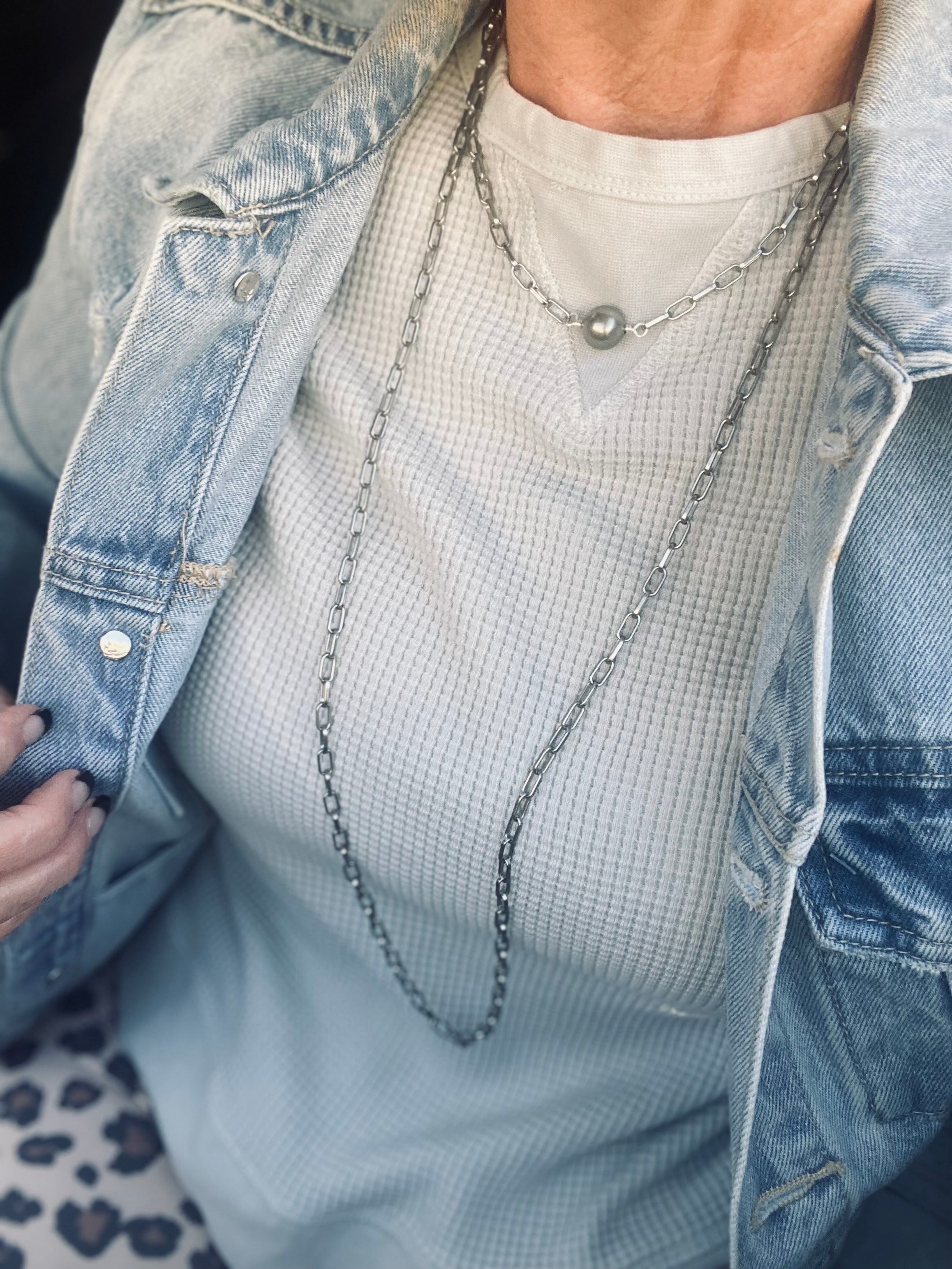 Turquoise Haven  36” Plain Dipped Layering Silver Chain Necklace