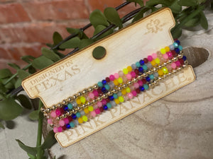 Pink Panache Multicolor Beads & Gold Bracelets