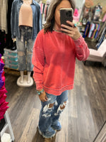 Load image into Gallery viewer, Red Lightweight Hi Low Sweatshirt
