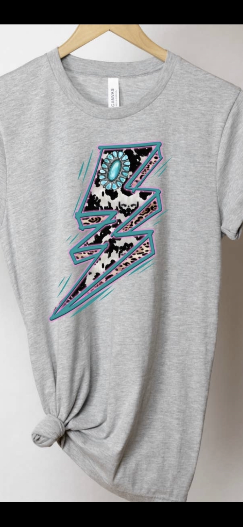 Cowhide and Turquoise Lightening Tee