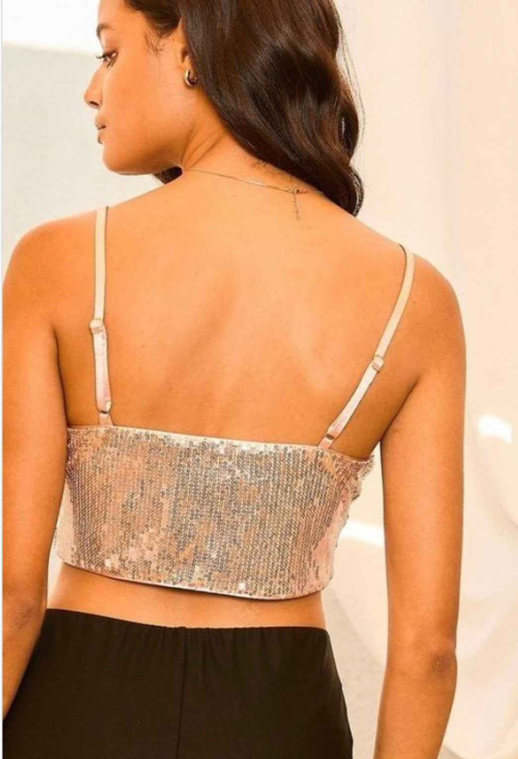 Main Strip Rose Gold Sequin Bra Top – Tammie's Bling