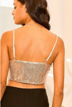 Load image into Gallery viewer, Main Strip Rose Gold Sequin Bra Top
