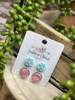 Load image into Gallery viewer, Southern Charm Flower &amp; Druzy Stud Set
