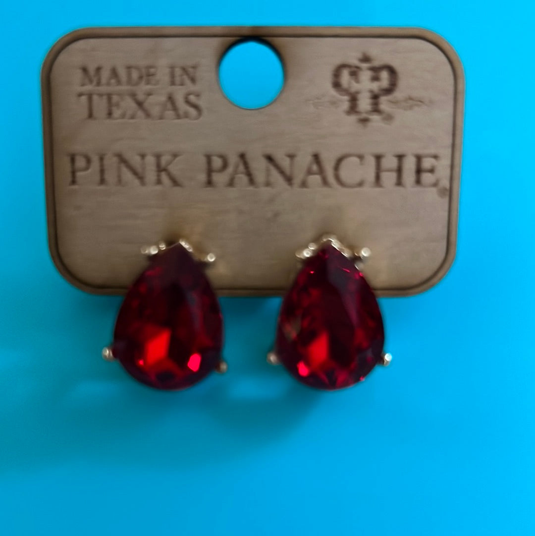 Pink Panache Red Teardrop Stud Earrings