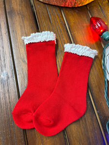Girl’s Santa Baby Lace Top Knee High Socks