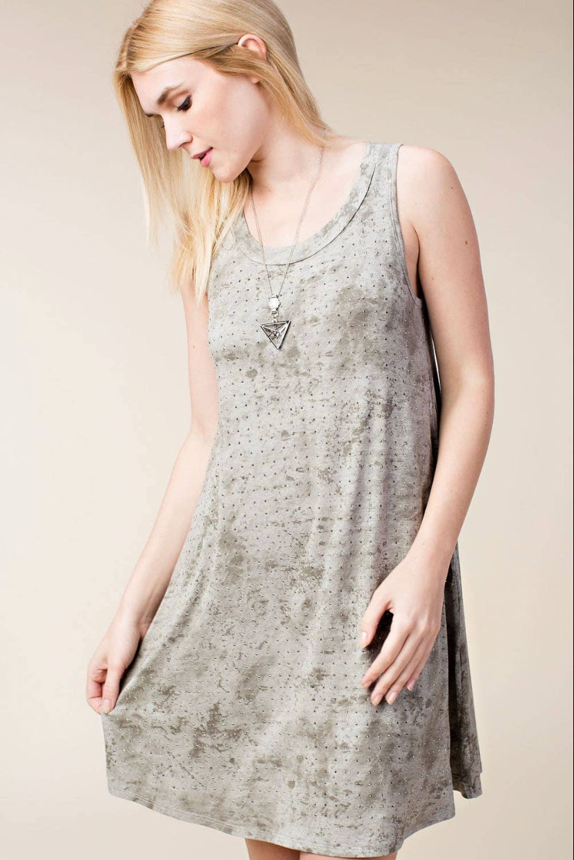 Bling Accent Mineral Washed Dress Black or Taupe