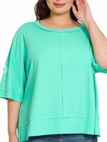 Load image into Gallery viewer, Zenana Curvy Boat Neck Top (Hot Pink &amp; Mint)
