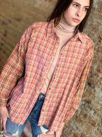 Load image into Gallery viewer, Easel Mauve Plaid Mixed Pattern Top
