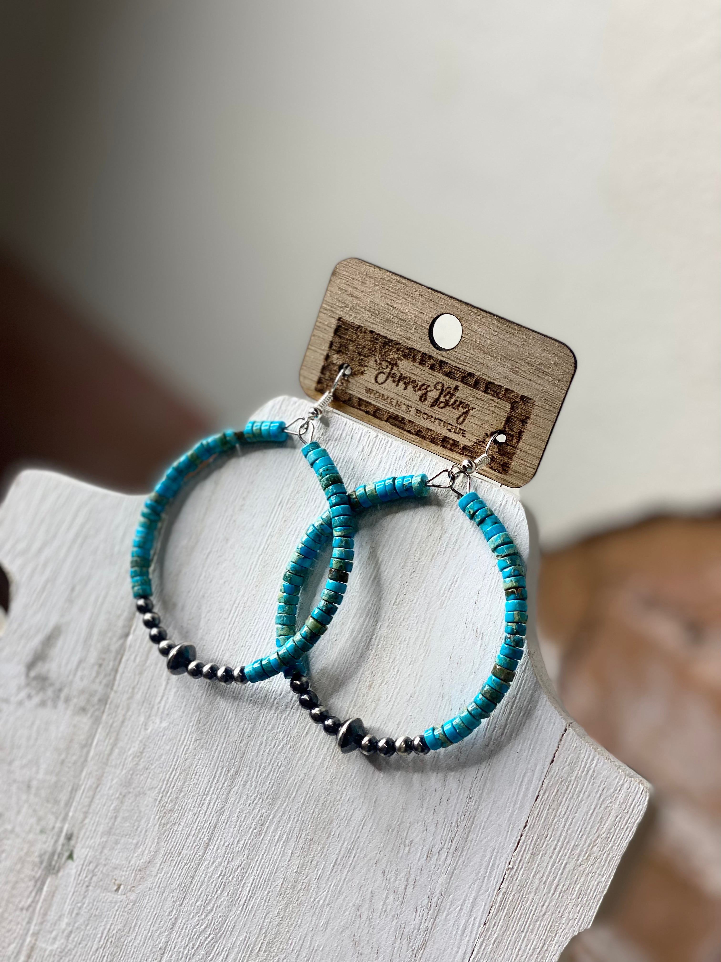Hoop Earrings w/Real Navajo Pearl