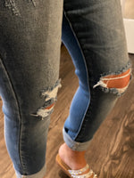 Load image into Gallery viewer, Cello Medium Wash High Rise Ankle Skinny Denim with Light Distressing
