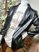 Load image into Gallery viewer, Ee:some Classy Black Faux Leather Blazer w/Pockets
