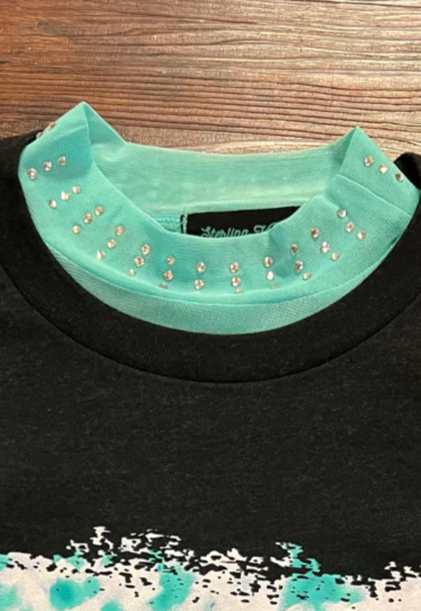 Sterling Kreek Blinged Out Trouble Sheer Top black, Hot Pink, Turquoise, or White