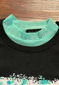 Sterling Kreek Blinged Out Trouble Sheer Top black, Hot Pink, & Turquoise