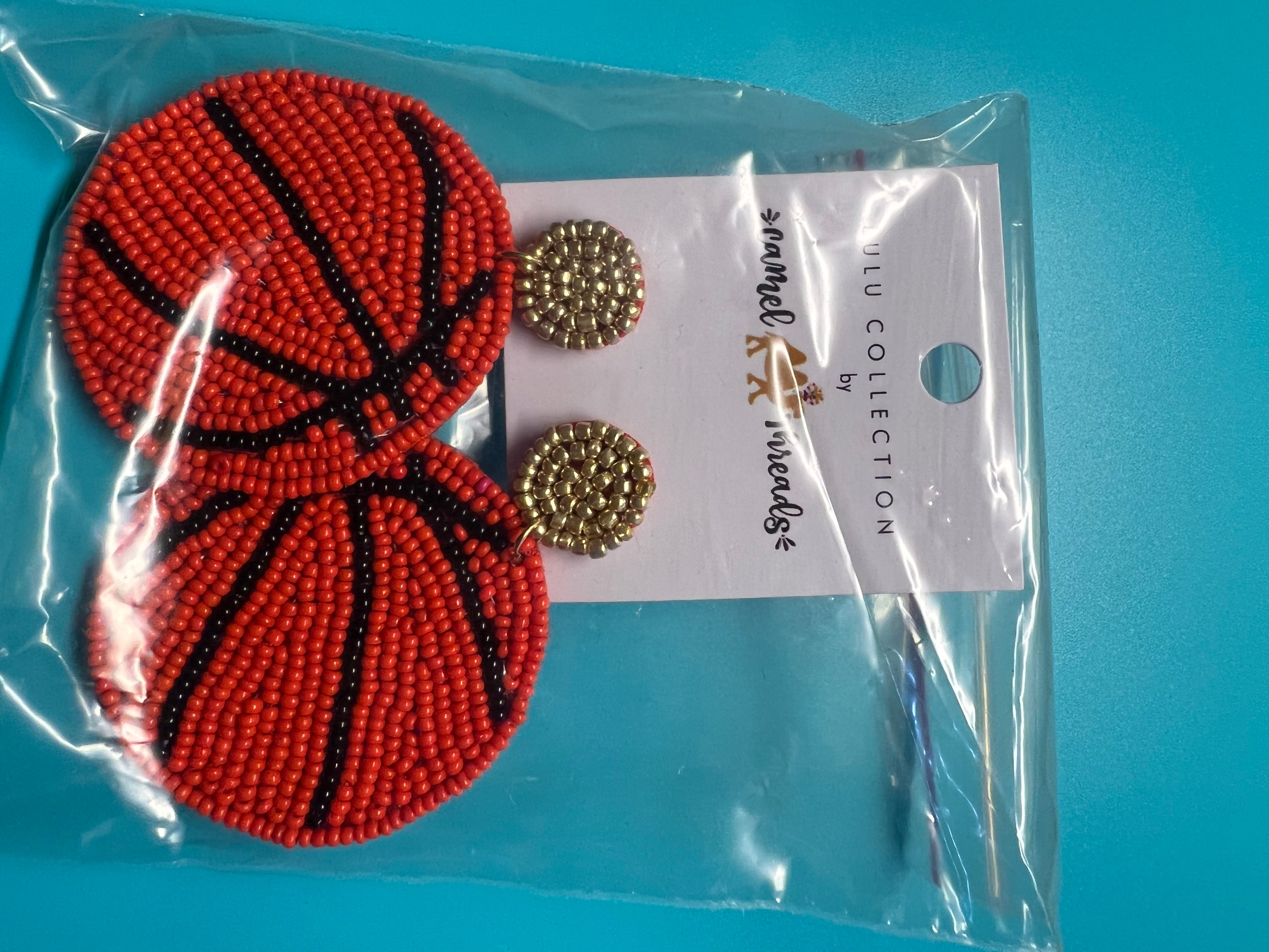 Beaded Basketball Earrings - Lulu Collection By Camel Threads