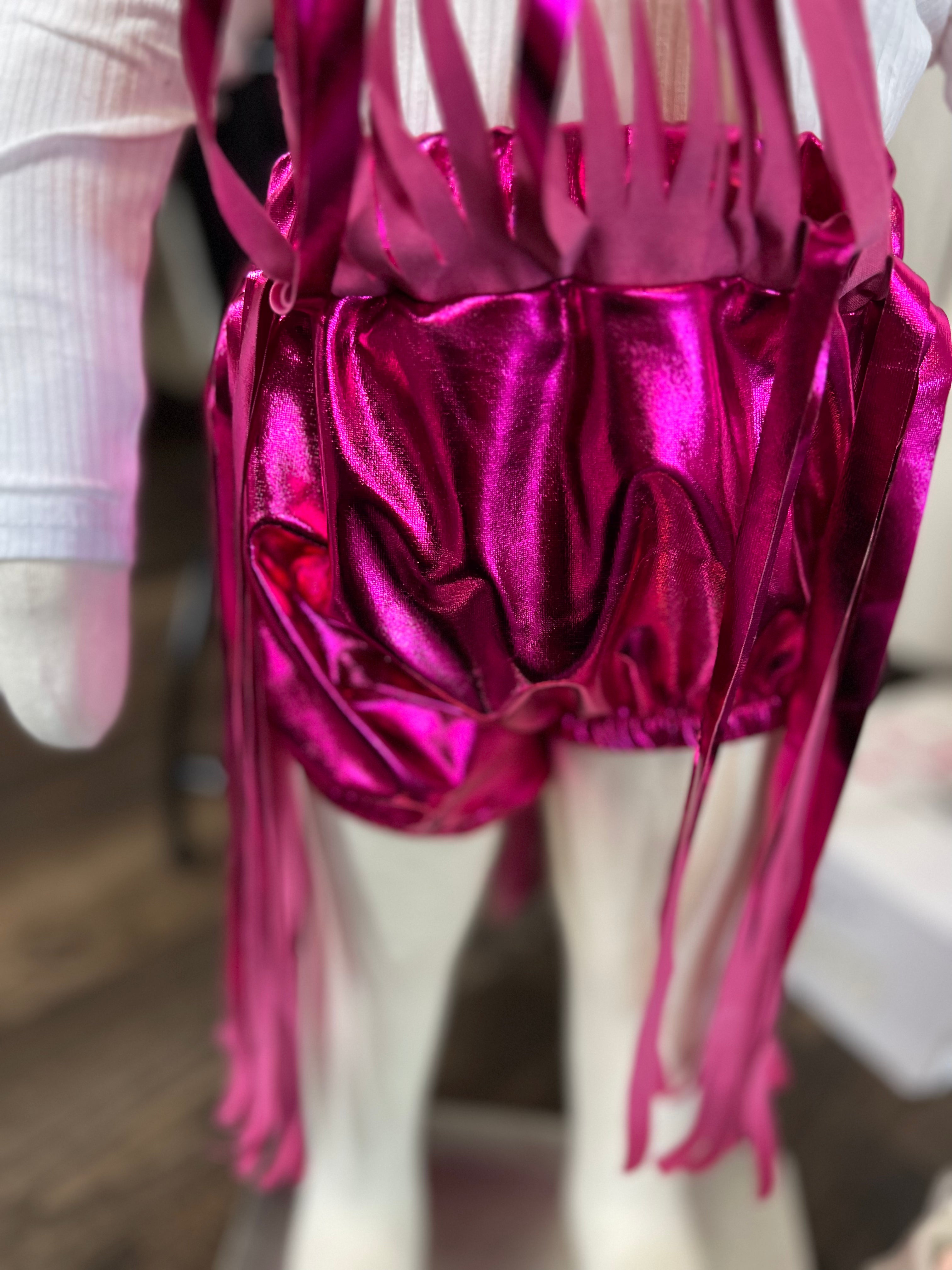Metallic Pink Fringe Baby Bloomer