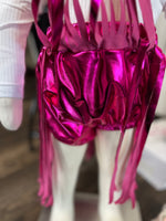 Load image into Gallery viewer, Metallic Pink Fringe Baby Bloomer
