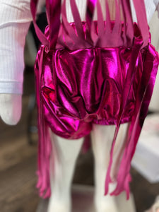 Metallic Pink Fringe Baby Bloomer