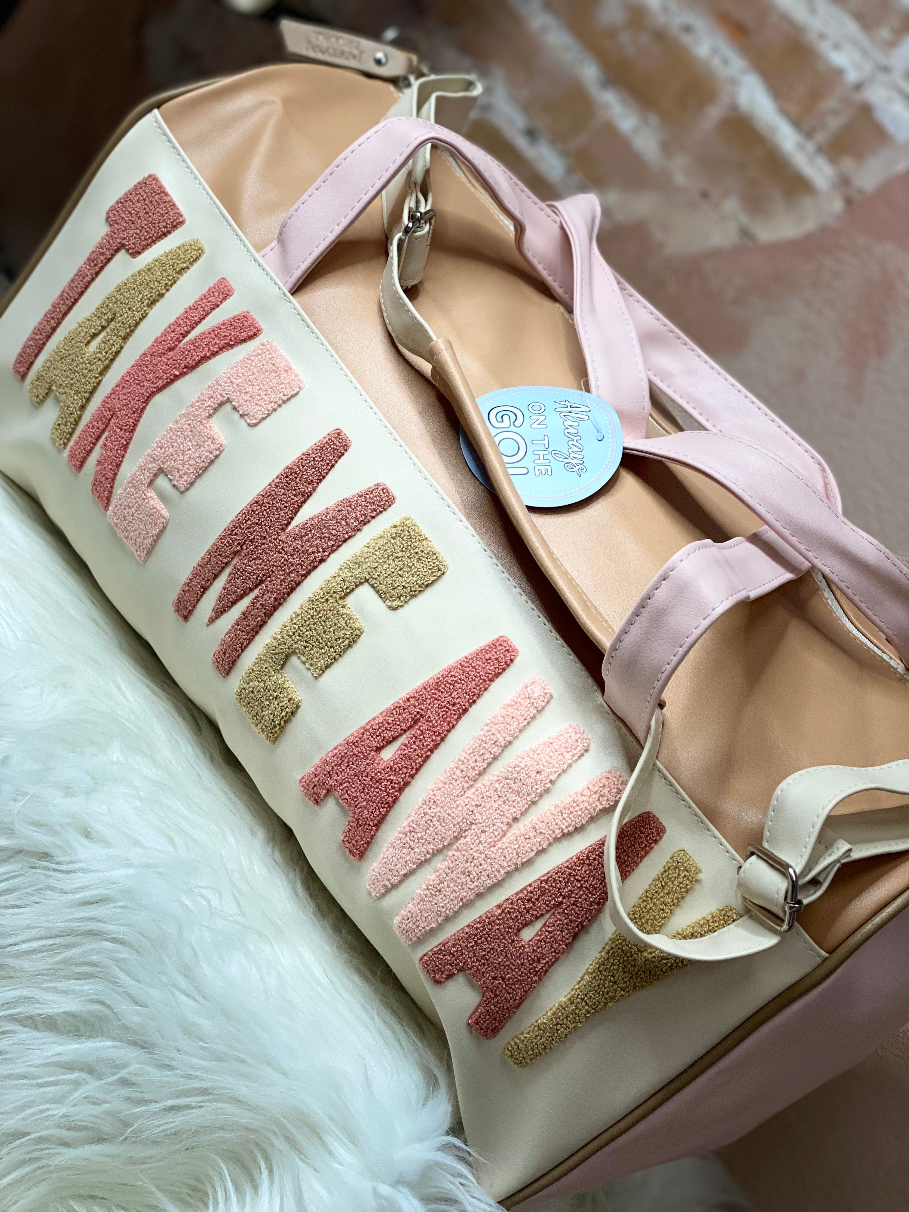 Take Me Away Chenille Letter Duffle Bag